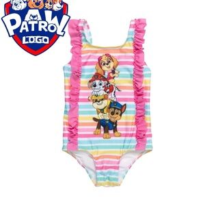 Paw Patrol Pink and Multicolor Kids Swim One Piece